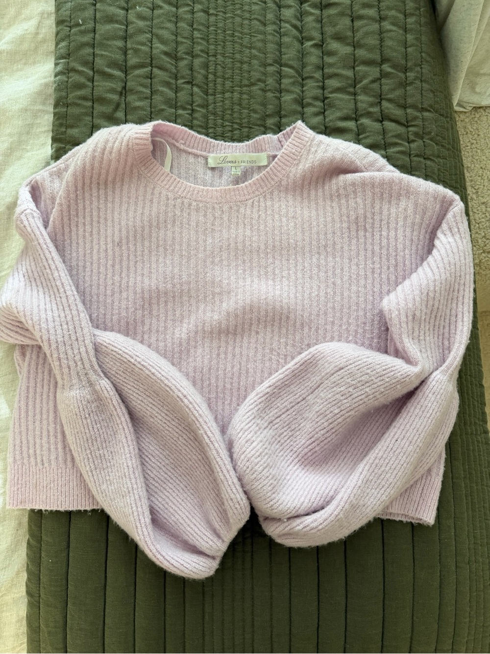 Lovers + Friends Pale Lavender Ribbed Crewneck Sweater